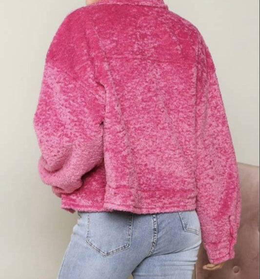 Peach Love - Faux Fur Boxy Jacket