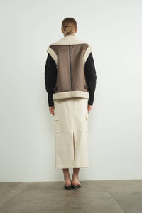 Aaron & Amber - Faux Leather Tabbed Collar Vest
