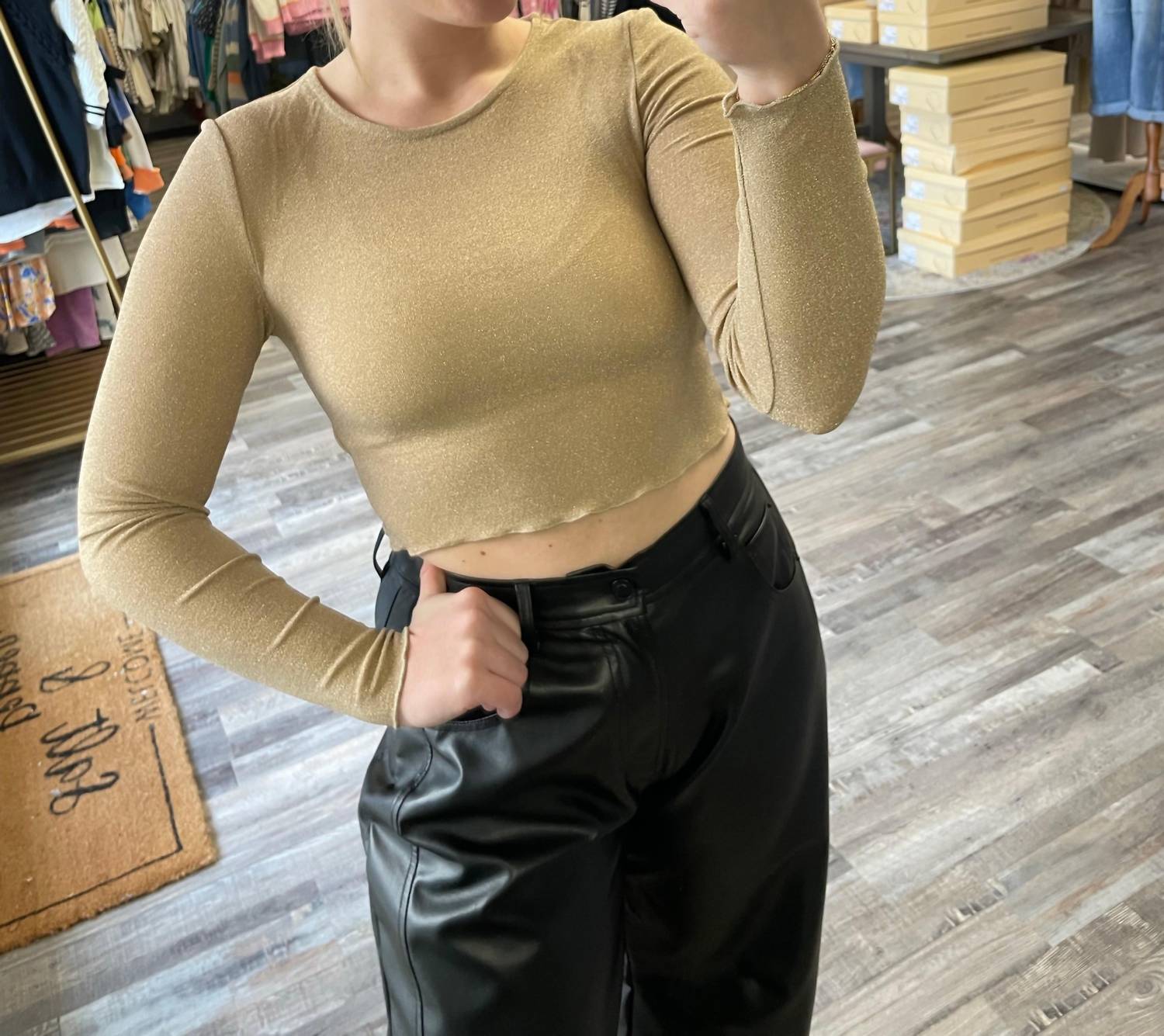 Day + Moon - Metallic Long Sleeve Layer Top