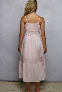 POL Smocked Band Ruffle Woven Dress in light pink - women's dress - view 4