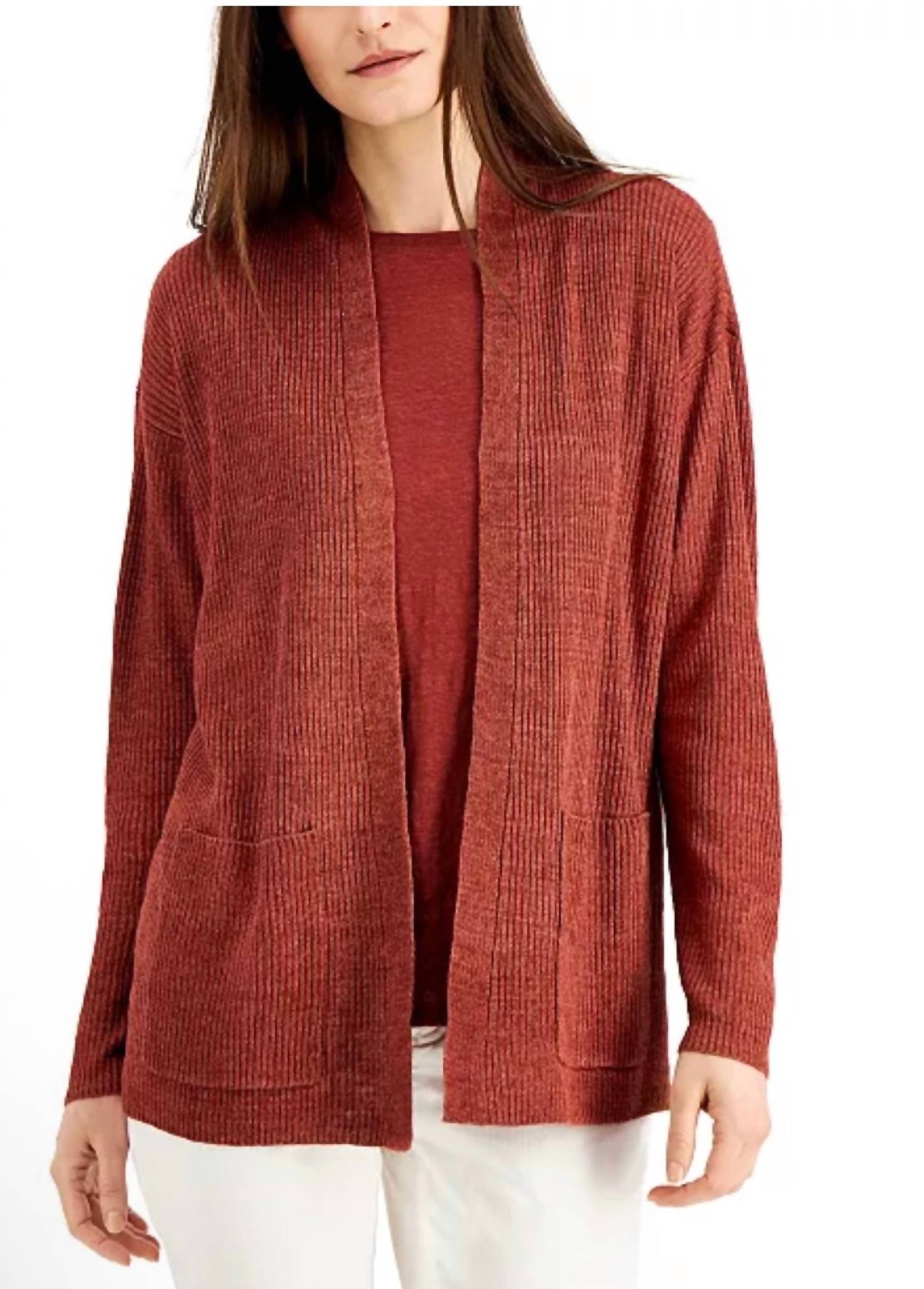 Eileen Fisher - Organic Linen Ribbed Open Cardigan