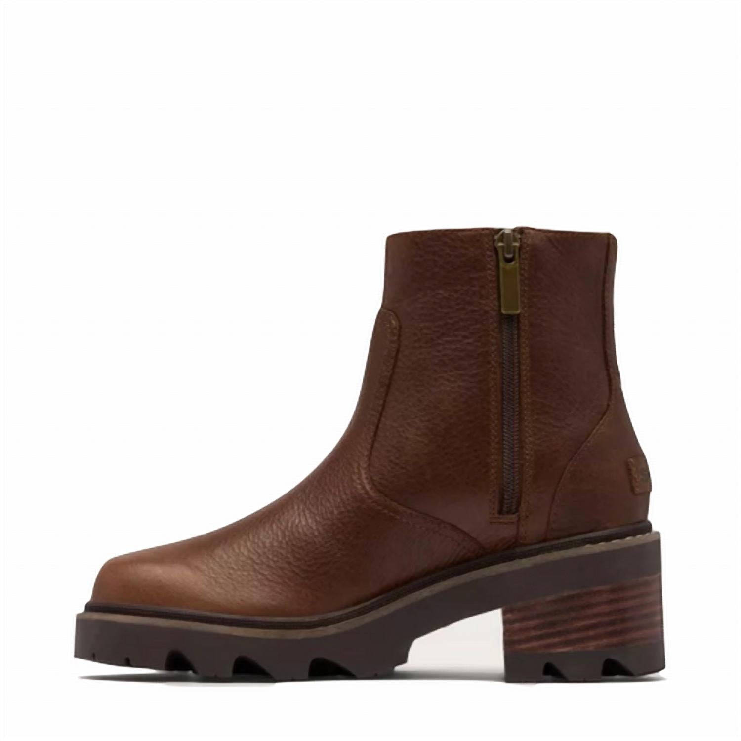 SOREL Women's Joan Now Zip Bootie in tobacco - women's shoe - detail view