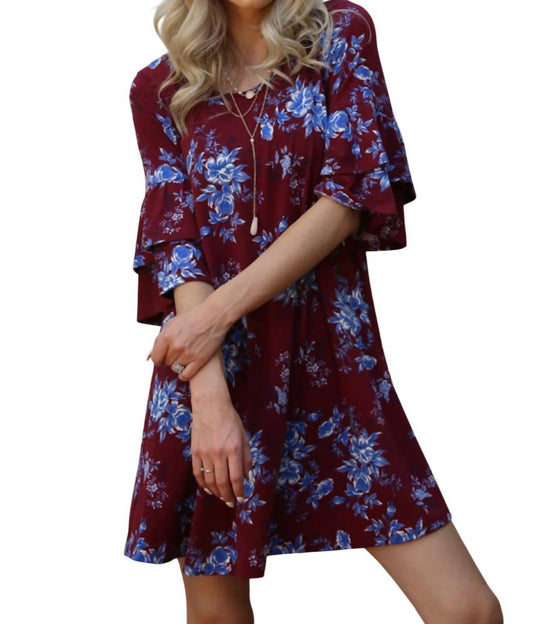 Angie - Floral Double Ruffle Sleeve Dress