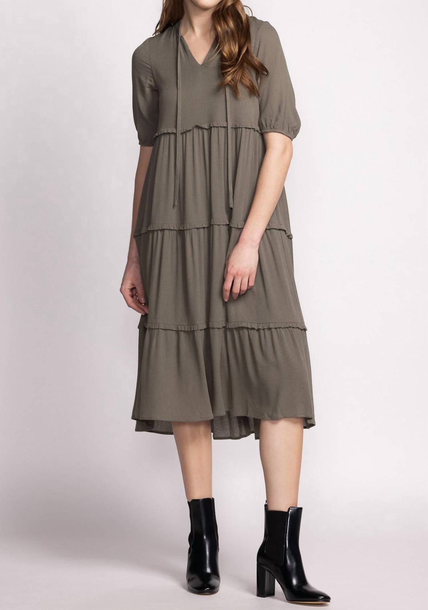 PINK MARTINI Zoey Midi Dress in olive - women's dress