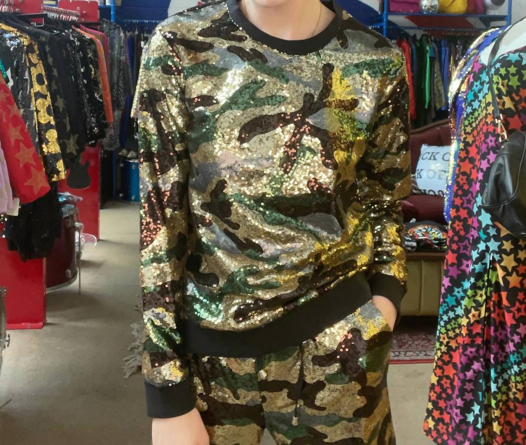 Any Old Iron - Camo Sequin Sweatshirt
