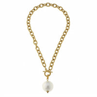 Susan Shaw - Women's Cotton Pearl Toggle Necklace