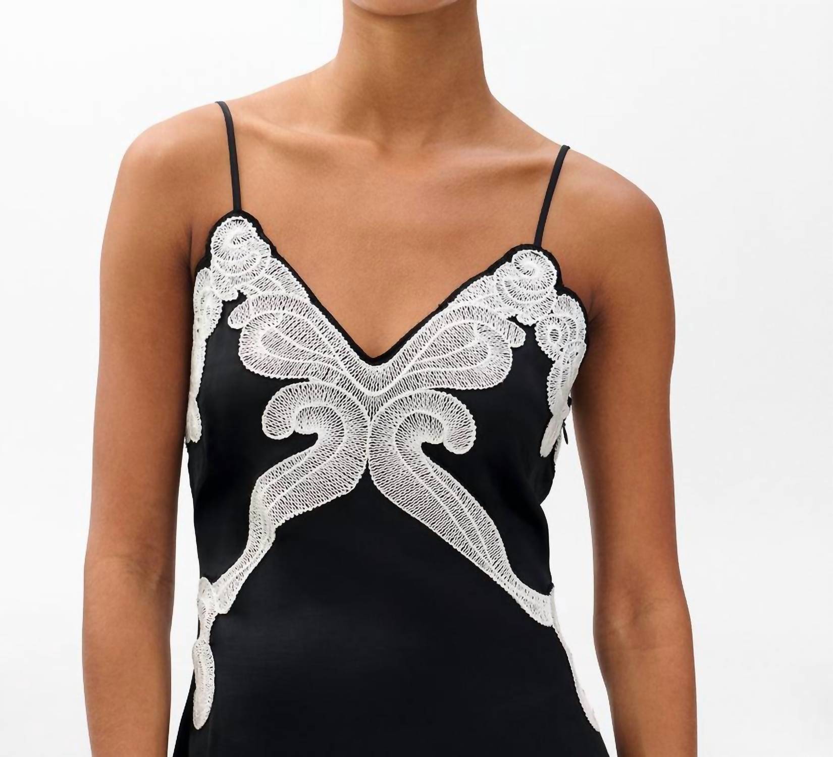 Rag & Bone Ann Embroidered Slip Dress in black - women's dress - alternate view