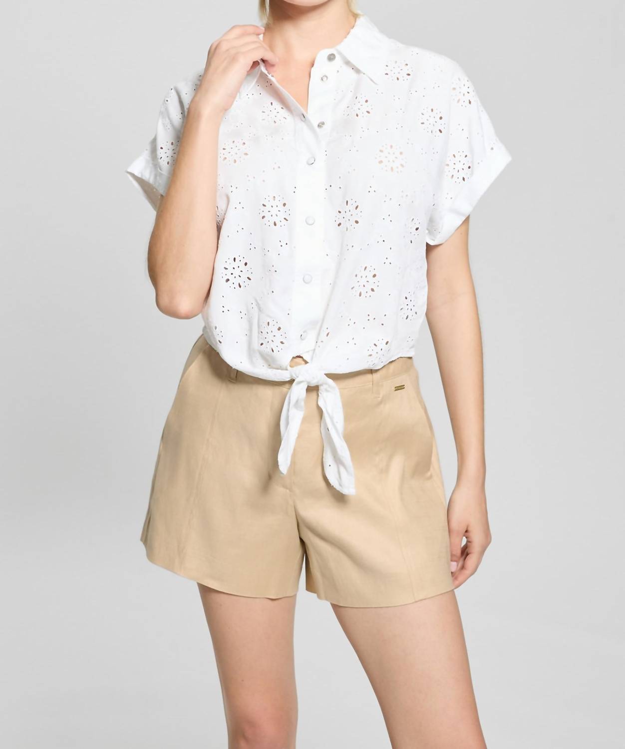 Guess Brigitte Embroidered Shirt in pure white - women's shirt