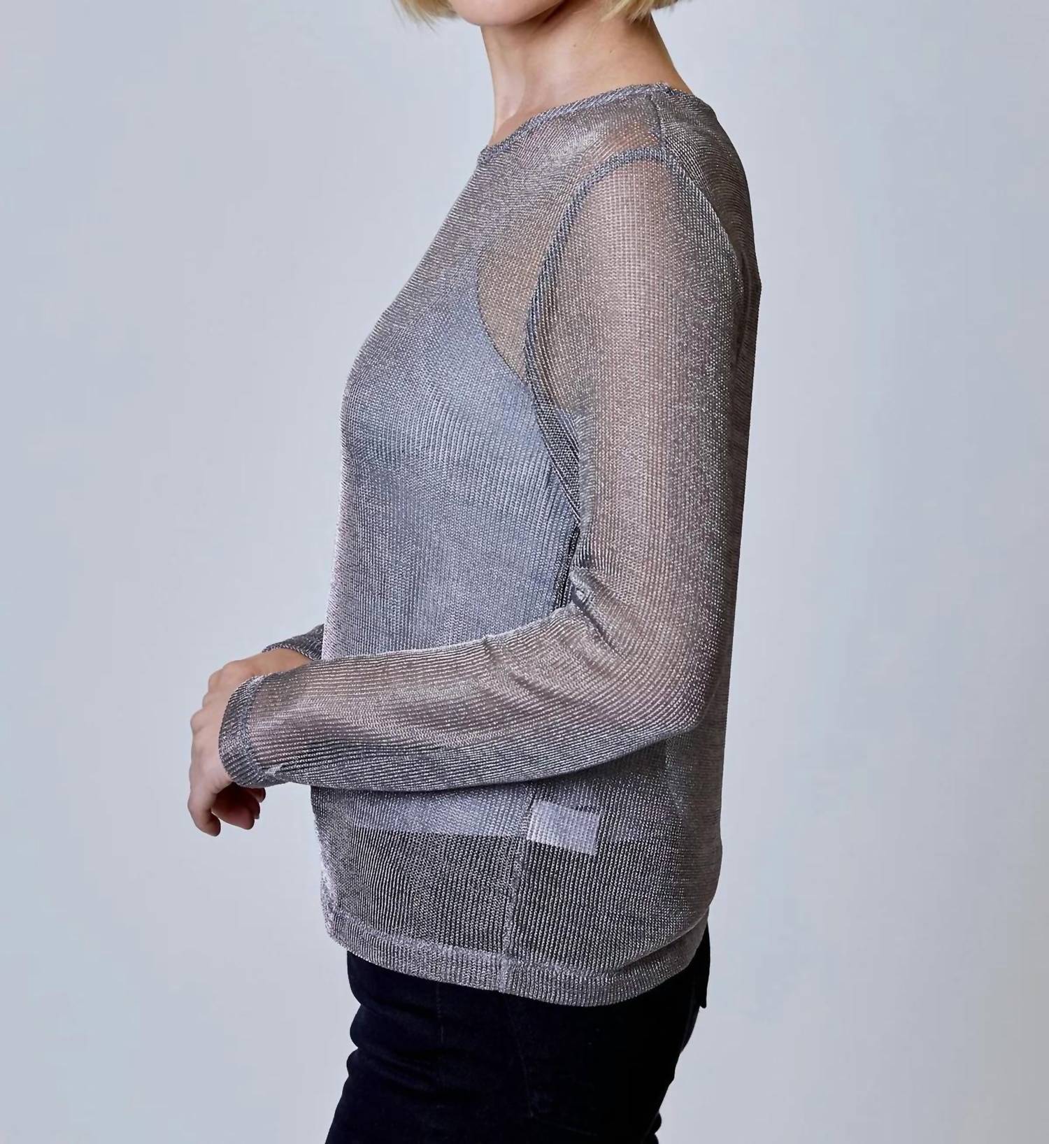 Design History - Metallic Long Sleeve Mesh Top