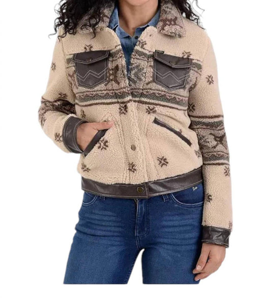 Wrangler - Print Crop Faux-Shearling Jacket