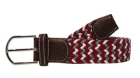 Roostas Women's Santa Fe Stretch Belt in maroon grey white - women's accessory - detail view