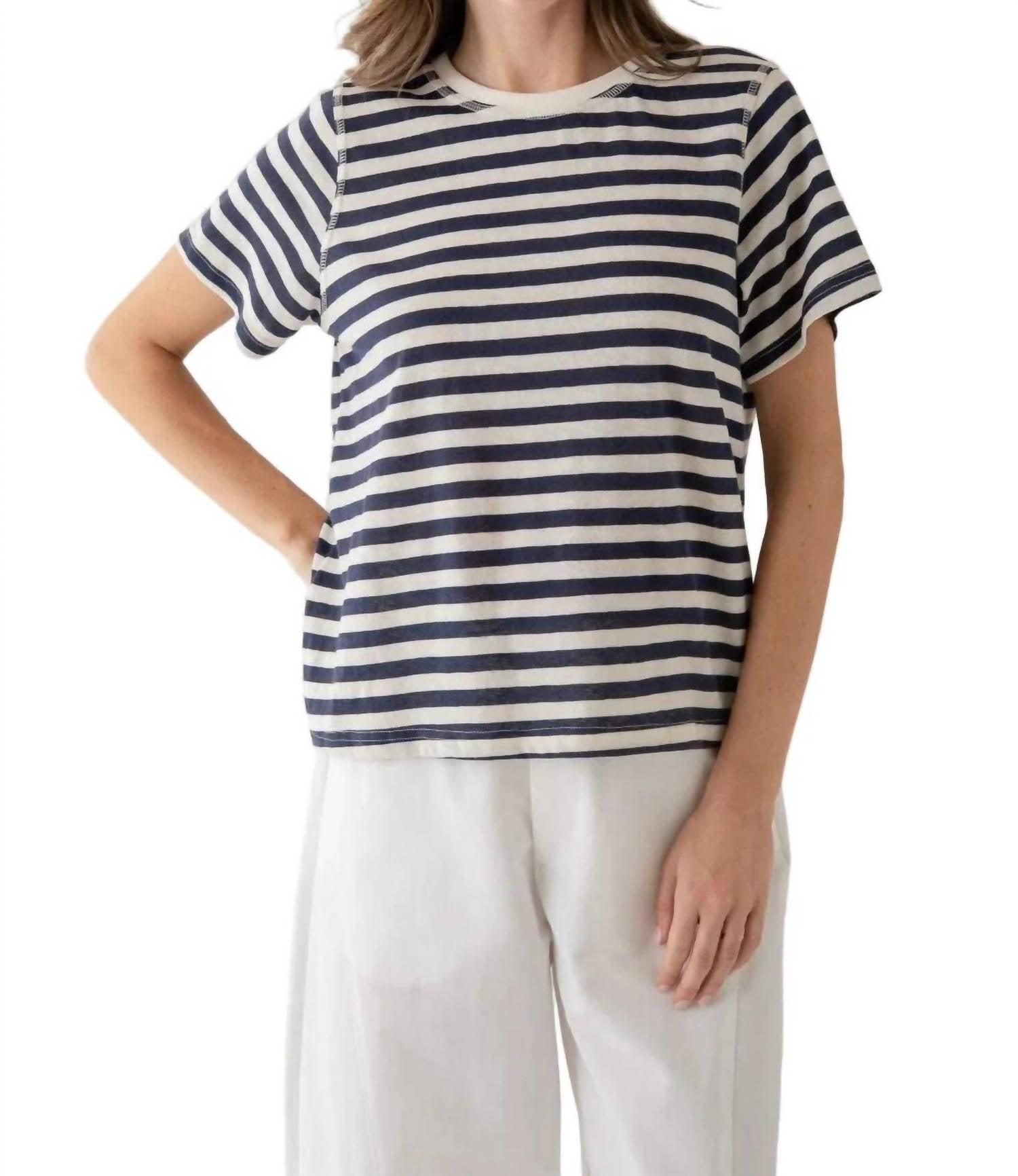 Elle Grey - Classic Bold Stripe Crew Tee
