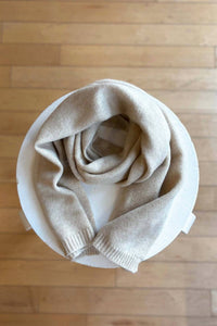 M.PATMOS Ryan Cashmere Scarf in fawn - women's scarf - detail view