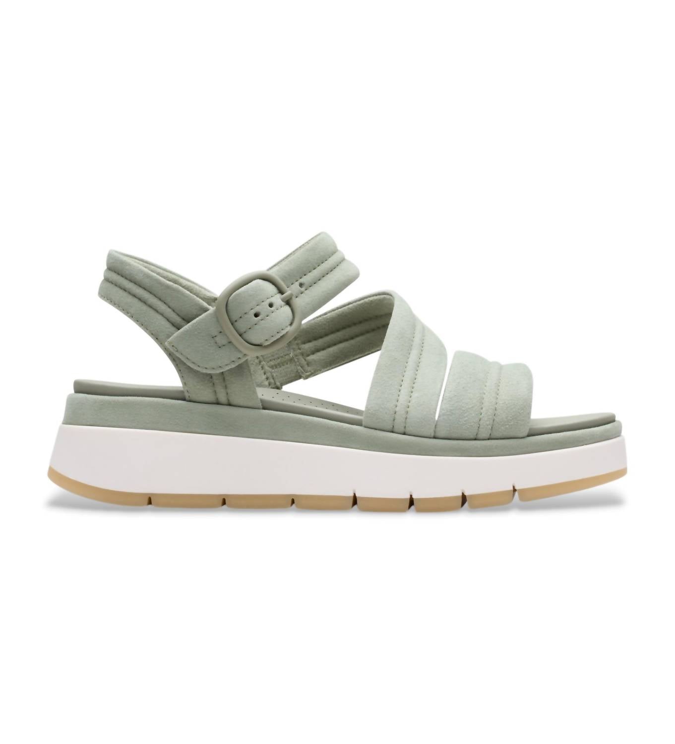 Clarks Women's Tuscan Strap Leather Sandals in light green suede - women's sandal