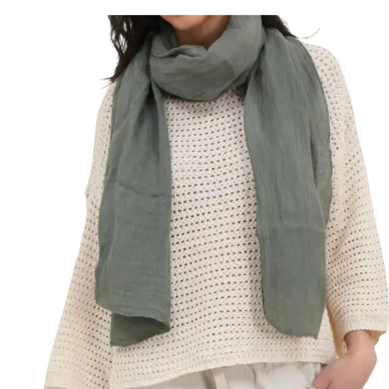 Made in Italy Sheer Linen Scarf in italy sheer linen scarf in olive - women's scarf