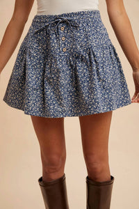 Anniewear - Ditsy Floral Brushed Woven Flare Mini Skirt