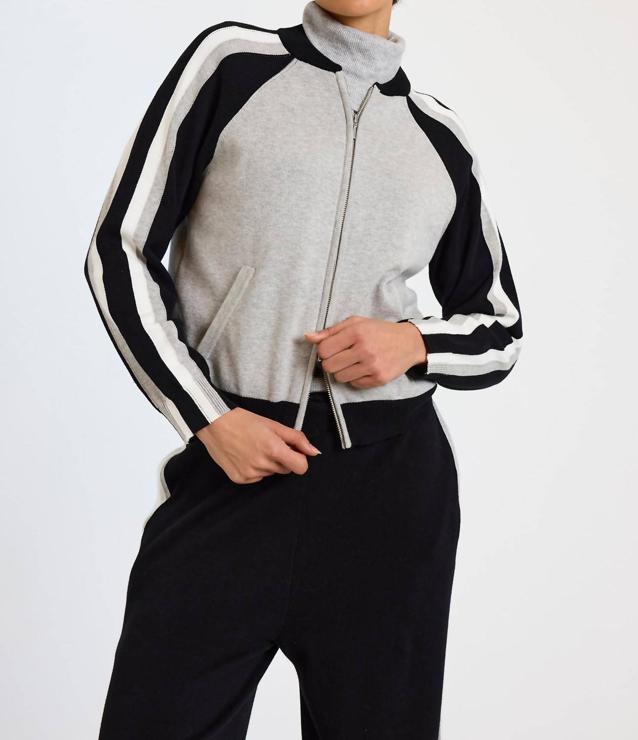 Brodie Cashmere - Valerie Stripe Bomber Jacket