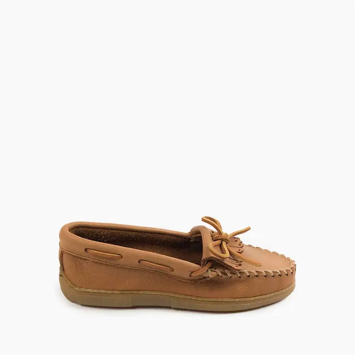 MINNETONKA Women's Moosehide Kilty Loafers in natural - women's flats - detail view