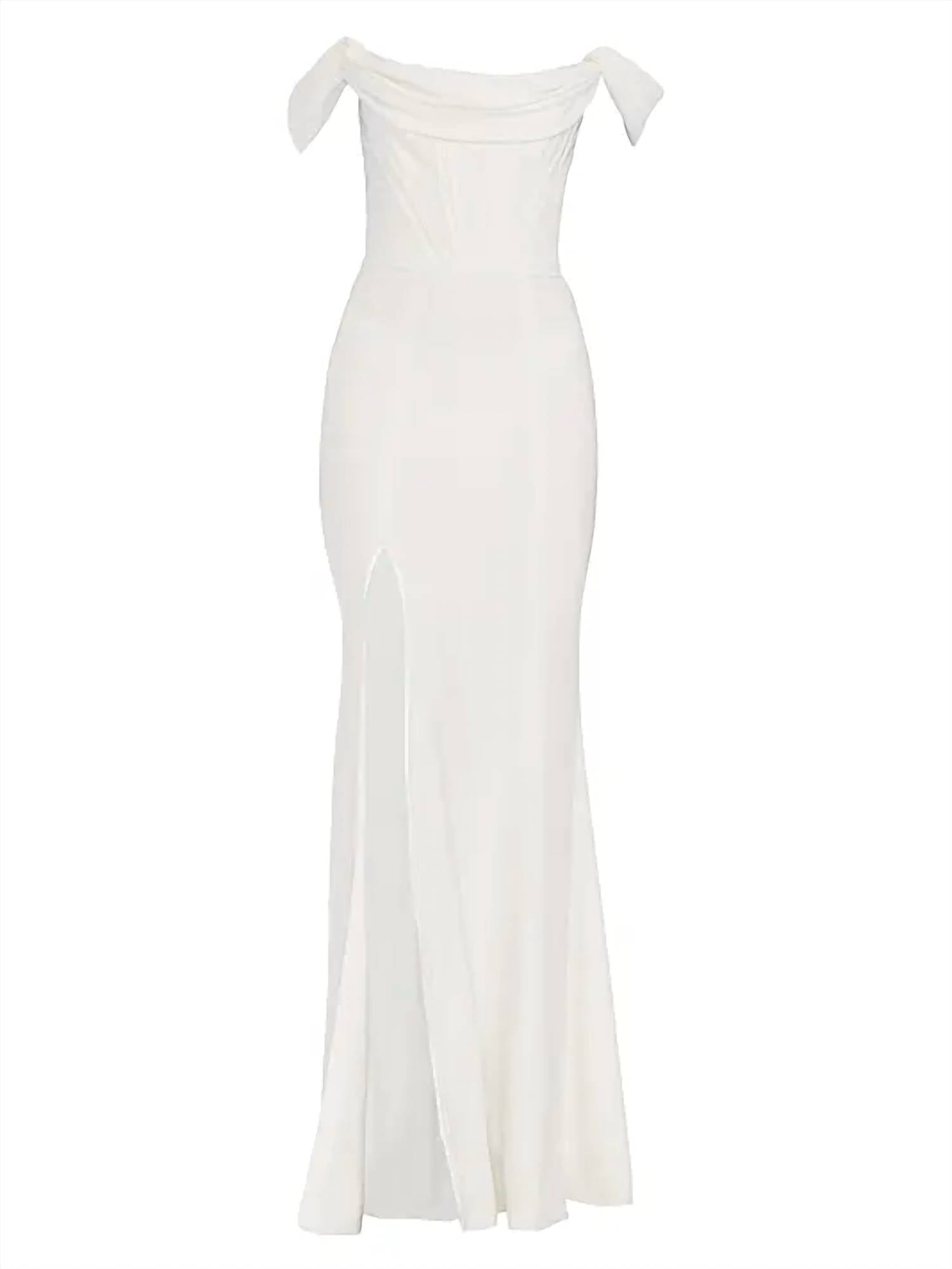 DRESS THE POPULATION Melania Bustier Mermaid Gown in white - women's dress - view 4
