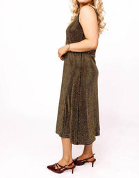 QUEEN OF SPARKLES Full Rhinestone Midi Dress in black gold - women's dress - view 6