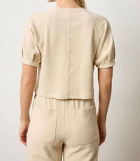 Lilla P - Pleated Short Sleeve Waffle Top