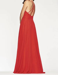 Faviana - Long Satin A-line Halter Maxi Dress