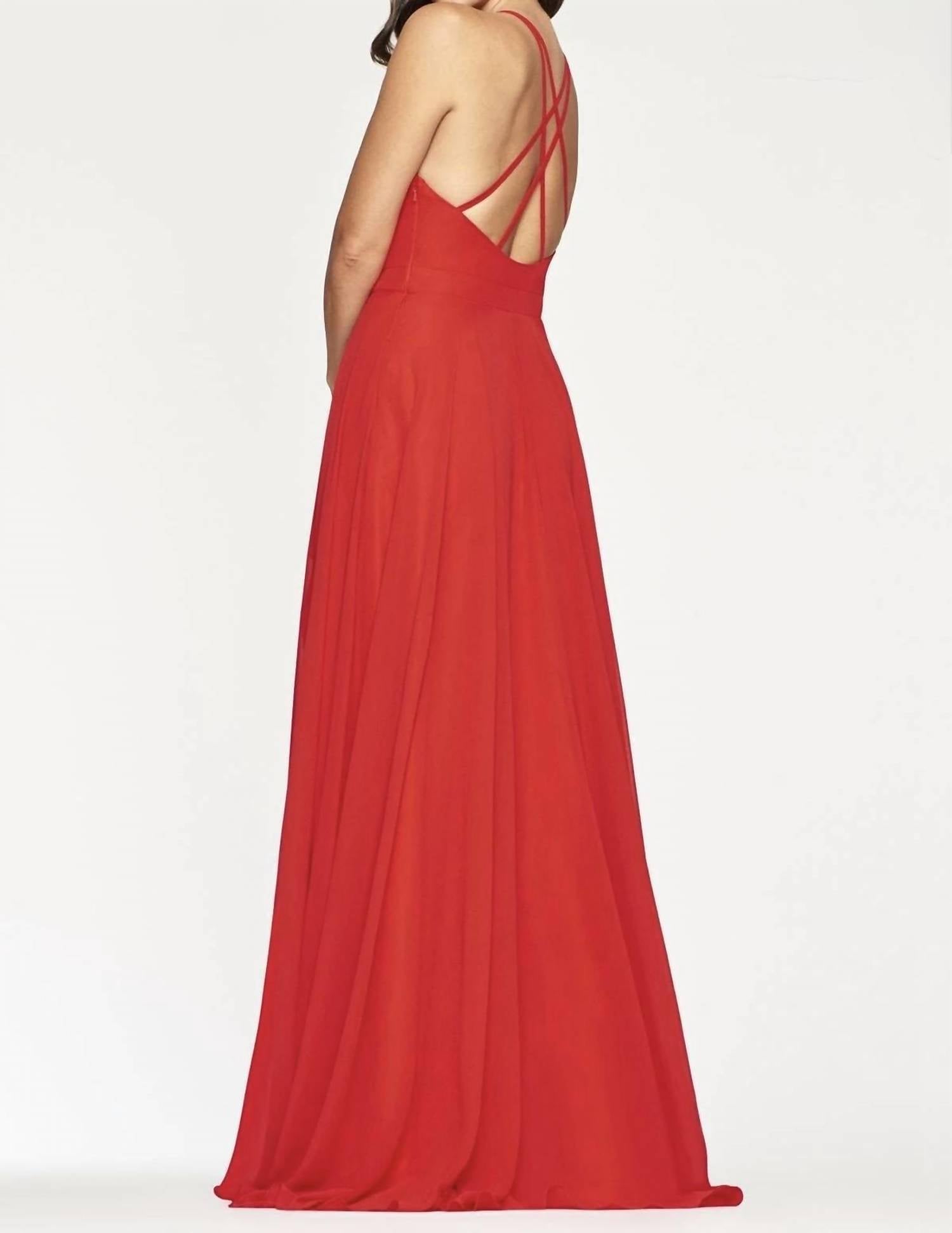 Faviana - Long Satin A-line Halter Maxi Dress