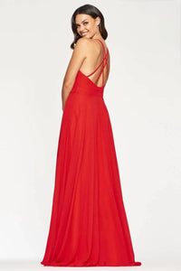 Faviana - Long Satin A-line Halter Maxi Dress