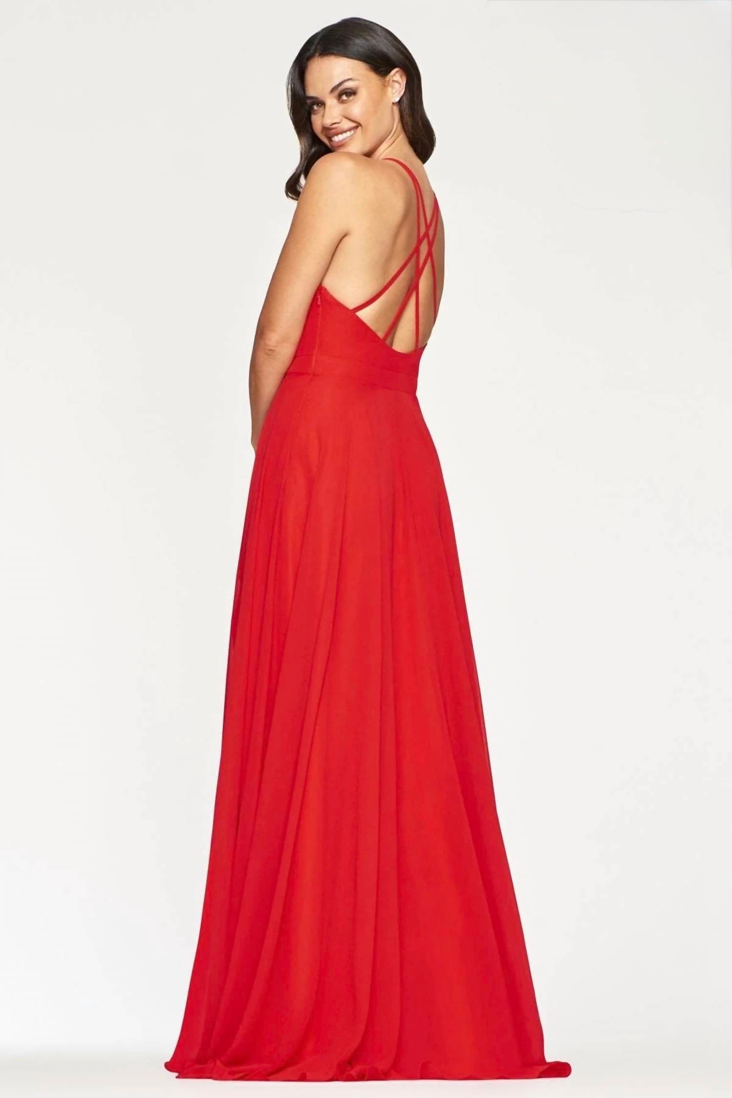 Faviana - Long Satin A-line Halter Maxi Dress