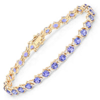 Diana M Jewels Women's Round Natural Tanzanite Bracelet (6.93 Ct) - Elegant in 14k gold - women's jewelry