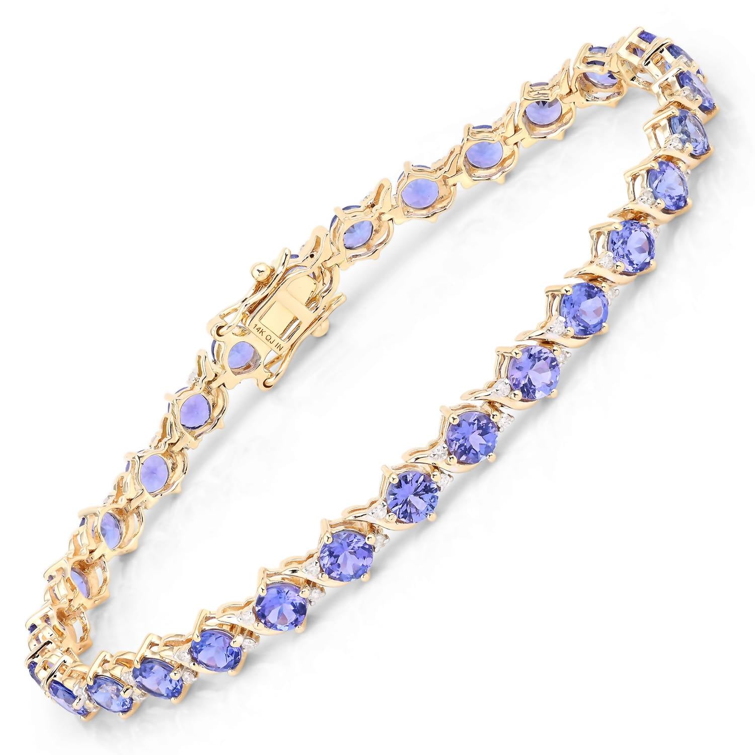 Diana M Jewels Women's Round Natural Tanzanite Bracelet (6.93 Ct) - Elegant in 14k gold - women's jewelry