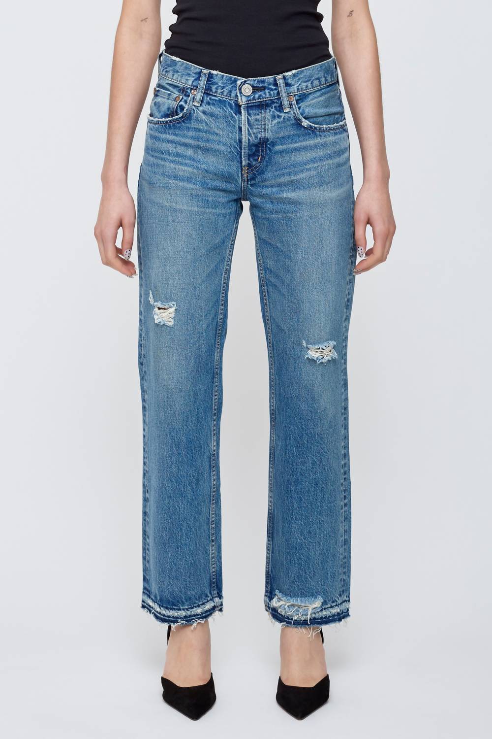 Moussy - Lochwood Straight Low Rise Denim Jeans