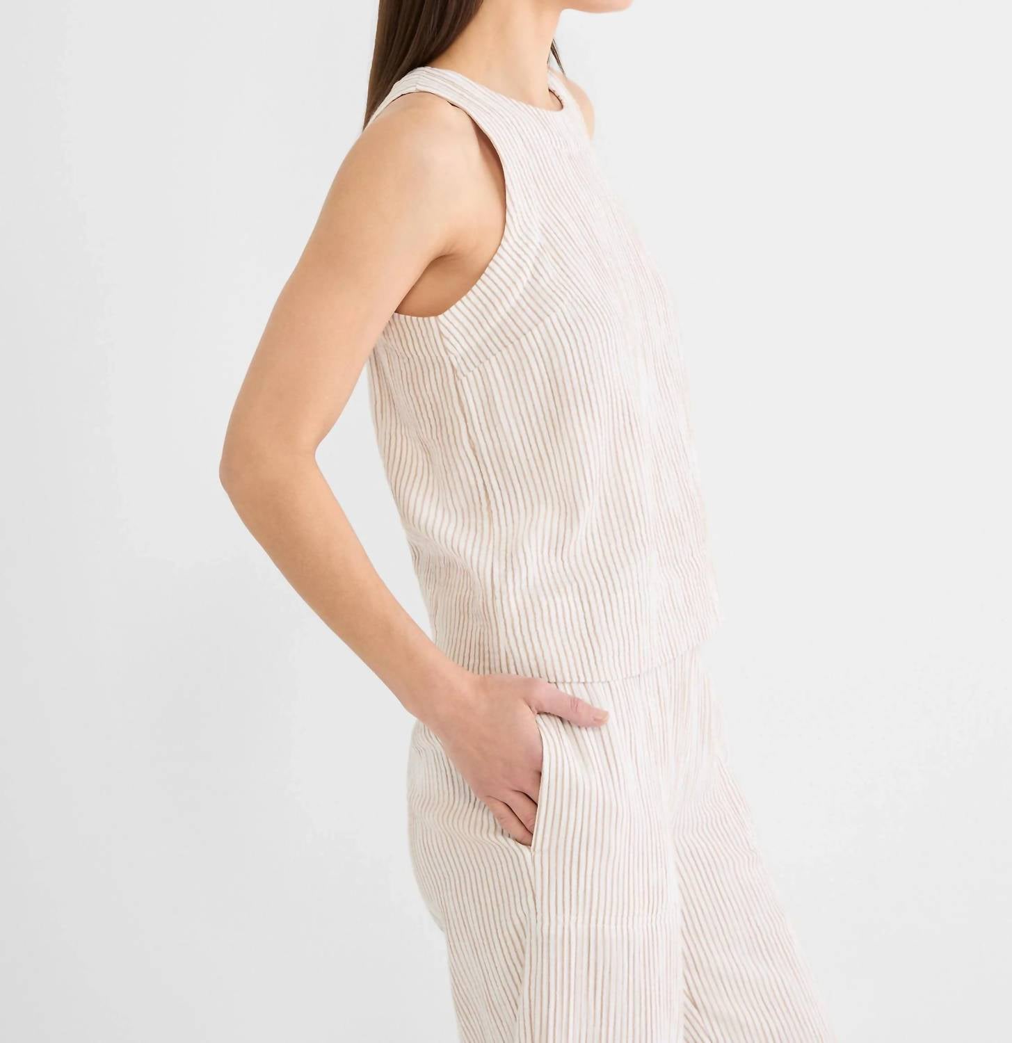 Nic + Zoe - Pinstripe Gauze Pop On Top