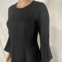 Lela Rose Women’s Bell Sleeve Wool Crepe Midi Dress in black - women's dress - view 7