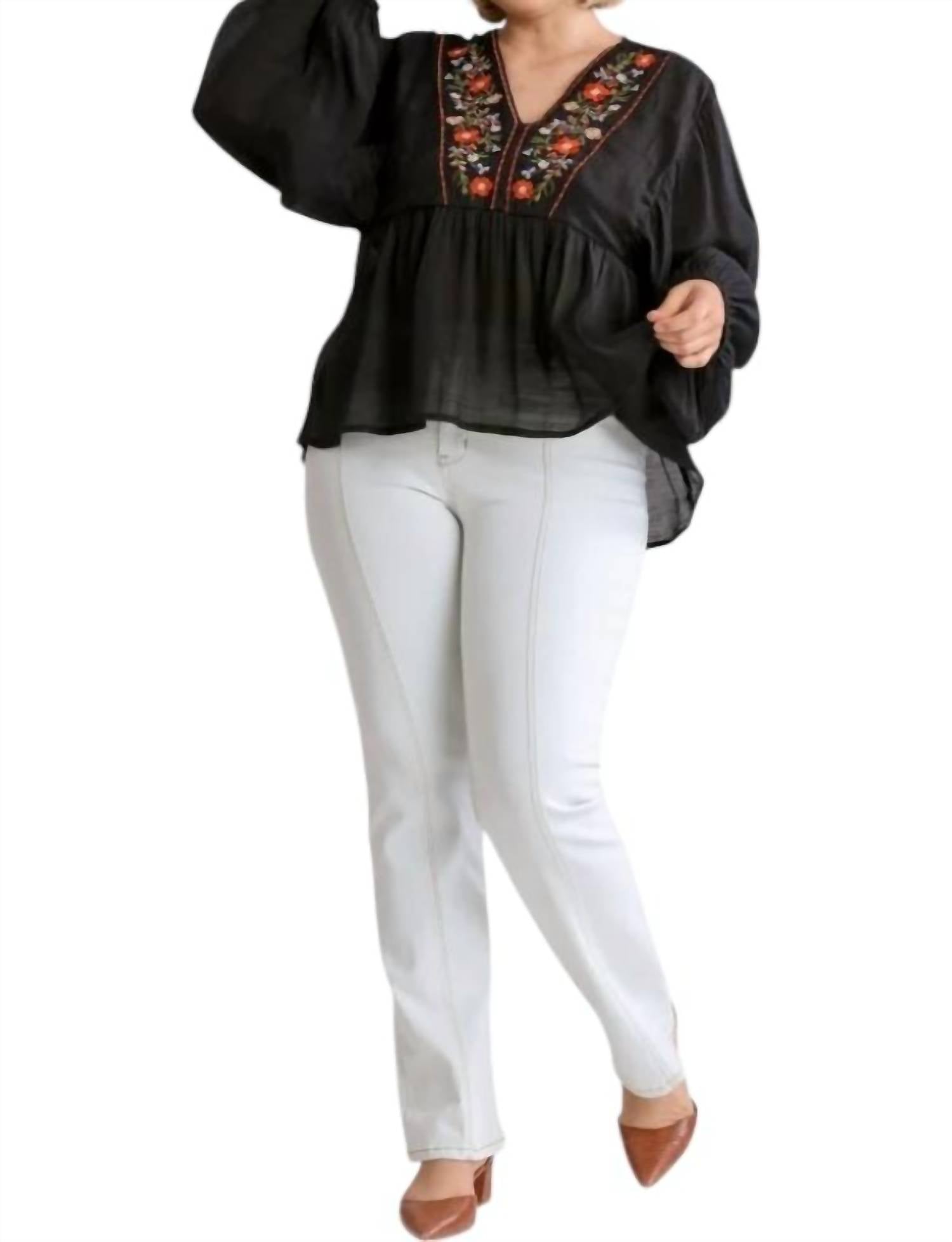 Umgee - Floral Embroidered Top - PLUS