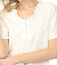 Charlie B - Embroidered Front Tie Cover-up Top
