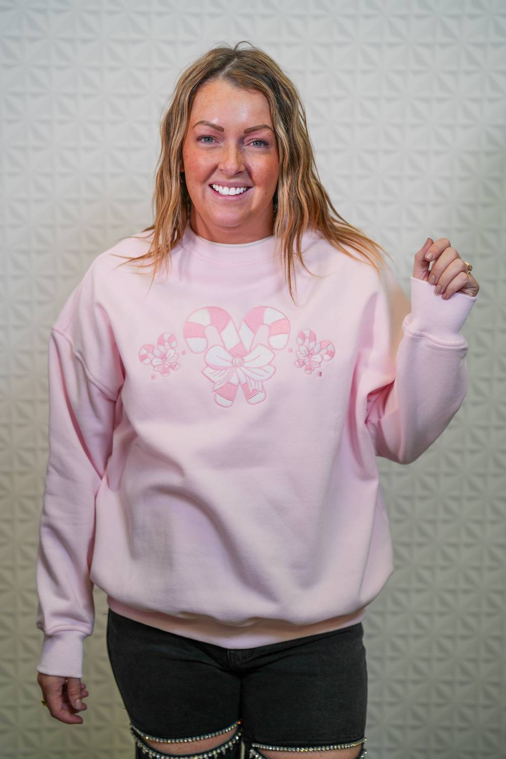 Sunkissed Coconut - Candy Cane Wonderland Embroidered Sweatshirt
