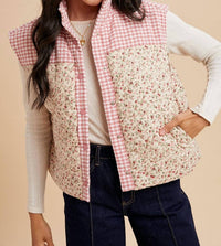 Anniewear - Check & Ditsy Mixed Print Quilted Vest