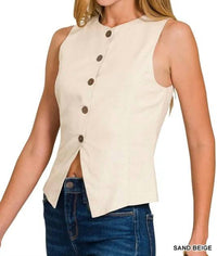Zenana - Linen Button Down Vest