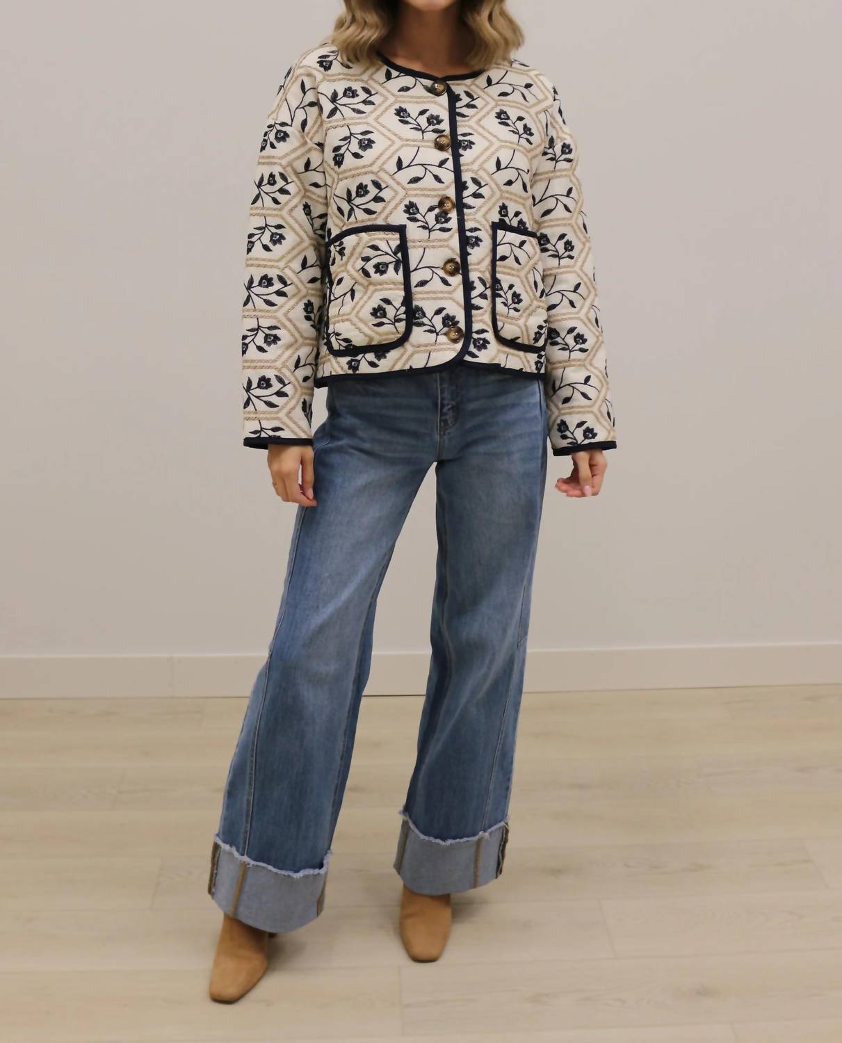 Entro - Portman Quilted Embroidered Floral Jacket