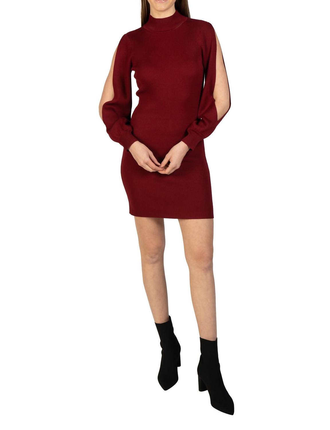 Love Token - Bubble Sleeve Knit Mini Dress
