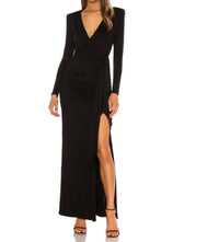 Alice + Olivia - Kyra Plunging Draped Maxi Dress