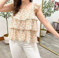 Doe And Rae - Stella Floral Print Ruffle Tank Top