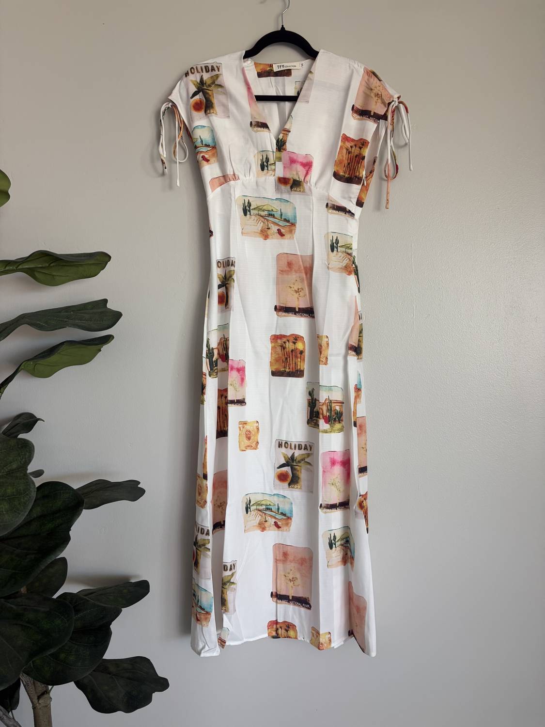 Tfy Collection - Women's Cap Sleeves And Ties Resort Maxi Dress