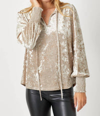 Mystree - Prosecco Smocked Velvet Blouse