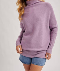 BluIvy Slouch Neck Dolman Sleeved Pullover Sweater in lavender - women's sweater - detail view