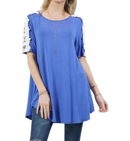 42Pops - Shoulder Flower Crochet Tunic Top