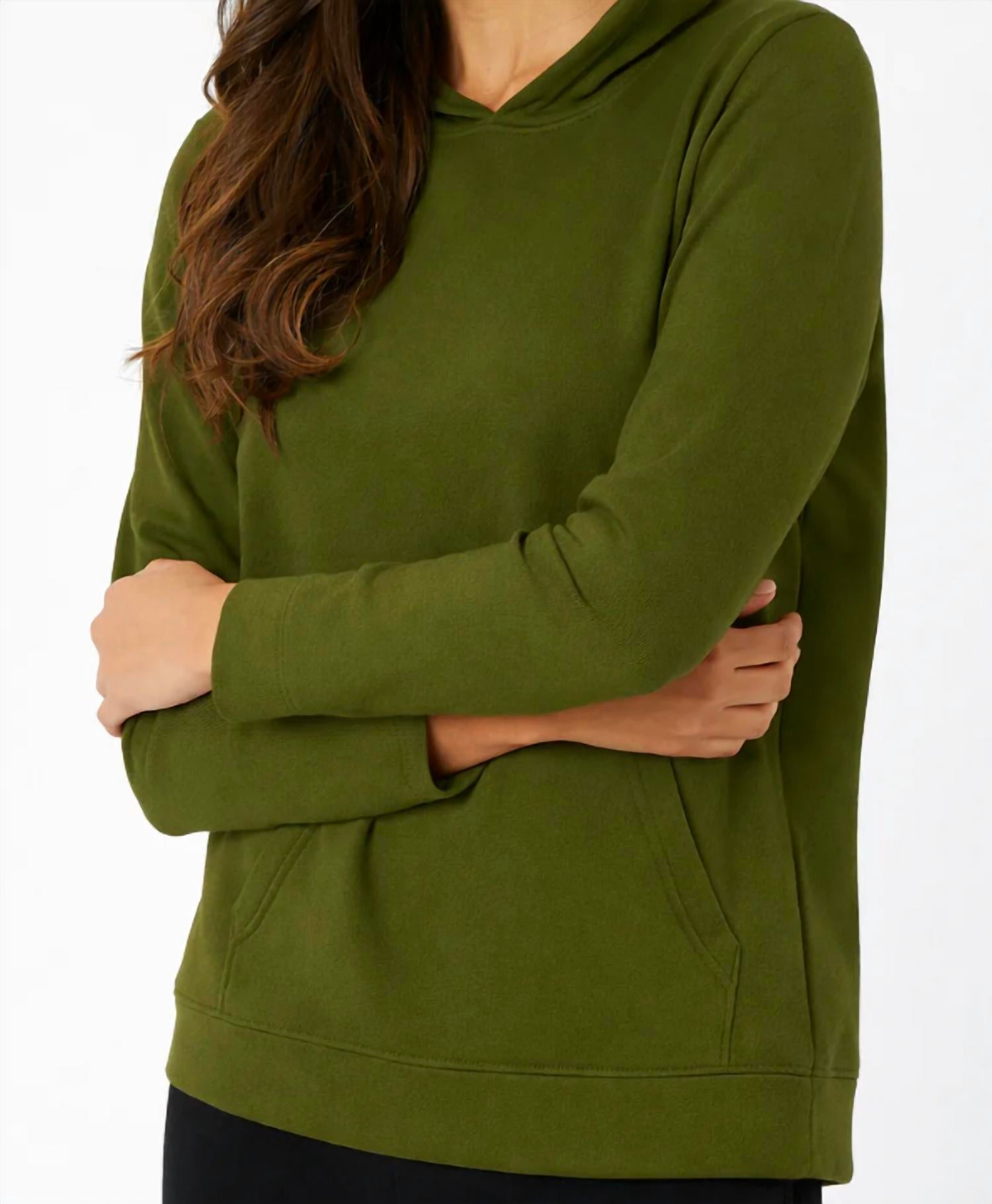 french kyss Pullover Hoodie in army - women's top - detail view