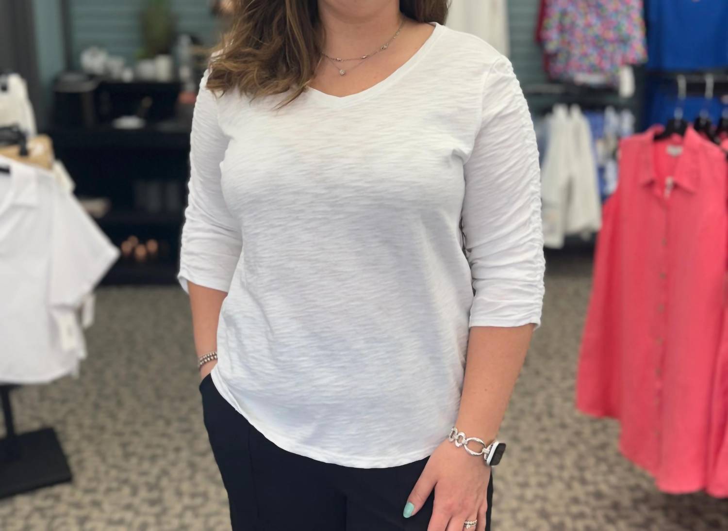 Habitat - Cotton Pebble Ruched Sleeve Tee
