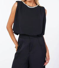 bishop + young Monroe Bubble Hem Top in black 2 - women's blouse